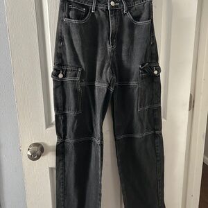 Black cargo jeans